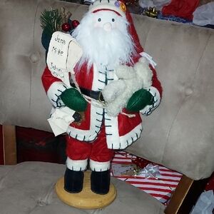 Vintage 18" Santa And His Nice List. Made Out Of Cloth Including Santa's Face.